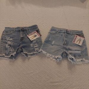 Trendy Blue Distressed Jean Shorts